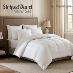 Opulent Home 3 Tog Summer Duvet & Pillow Set Striped Microfibre Lightweight - thumbnail 2