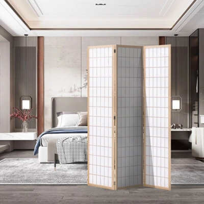 Living And Home 3 Panel Wooden Folding Room Divider Privacy Screen Room Partition Natural 180 Cm (H) X 130 Cm (W)