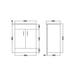 FNX Bathrooms 500mm Bathroom Floor Standing Vanity Unit & Basin Storage Cabinet With Soft Close Doors Gloss White - thumbnail 4