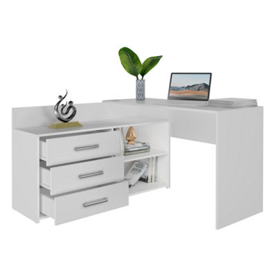 Dany Corner Desk With Drawers White - image 1