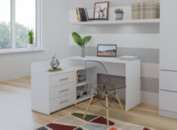 Dany Corner Desk With Drawers White - thumbnail 3