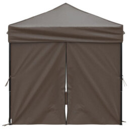 Walplus Folding Party Tent Garden Gazebo Canopy With Sidewalls Taupe 2X2 M - thumbnail 4