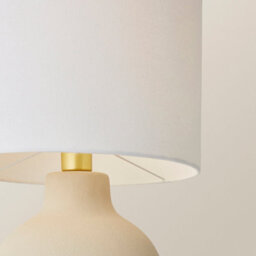 Valuelights Blair Natural Linen Shade Hand Finished Ceramic Beige Stone Table Lamp And Bulb - thumbnail 4