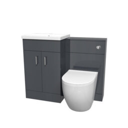 Nes Home 1000mm Freestanding Dark Grey Basin Vanity & Back To Wall Toilet - thumbnail 6
