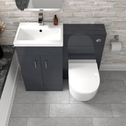 Nes Home 1000mm Freestanding Dark Grey Basin Vanity & Back To Wall Toilet - thumbnail 3