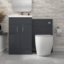 Nes Home 1000mm Freestanding Dark Grey Basin Vanity & Back To Wall Toilet - thumbnail 2