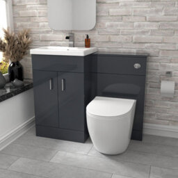 Nes Home 1000mm Freestanding Dark Grey Basin Vanity & Back To Wall Toilet - thumbnail 1