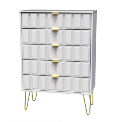 Bologna Ready Assembled Matt White No Effect 5 Drawer Wide Chest (H)1075mm (W)765mm (D)415mm - image 1