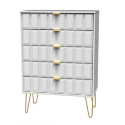 Bologna Ready Assembled Matt White No Effect 5 Drawer Wide Chest (H)1075mm (W)765mm (D)415mm - thumbnail 1