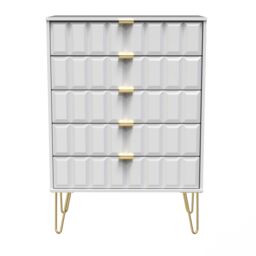 Bologna Ready Assembled Matt White No Effect 5 Drawer Wide Chest (H)1075mm (W)765mm (D)415mm - thumbnail 2