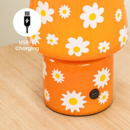 Valuelights Hanya Orange Flower Glass Rechargeable Table Lamp - thumbnail 4