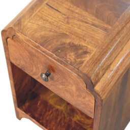 Wyld Haus Paris Mango Wood Bedside Table With Drawer And Open Shelf, Chestnut Finish - thumbnail 6