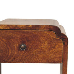 Wyld Haus Paris Mango Wood Bedside Table With Drawer And Open Shelf, Chestnut Finish - thumbnail 5