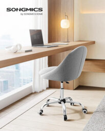 Songmics Executive Swivel Office Chair, Fabric Desk Chair, Soft Foam Seat Padding, Adjustable Height, Dove Grey - thumbnail 3