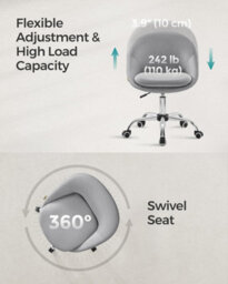 Songmics Executive Swivel Office Chair, Fabric Desk Chair, Soft Foam Seat Padding, Adjustable Height, Dove Grey - thumbnail 6