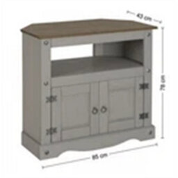 Tv Unit Corner Grey Wax Living Room Solid Wood Pine Wooden Painted - thumbnail 2