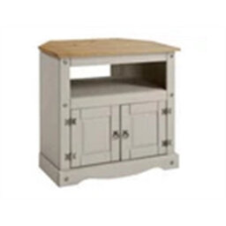 Tv Unit Corner Grey Wax Living Room Solid Wood Pine Wooden Painted - thumbnail 3