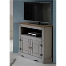 Tv Unit Corner Grey Wax Living Room Solid Wood Pine Wooden Painted - thumbnail 4