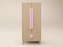 Flair Noah 2 Door Wardrobe With 2 Drawers Oak & Pink - thumbnail 5