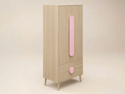 Flair Noah 2 Door Wardrobe With 2 Drawers Oak & Pink - thumbnail 6