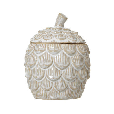 Medium Ceramic Pine Cone Trinket Dish With Lid - Woodland Decor - image 1