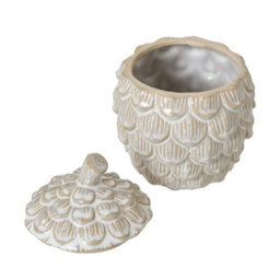 Medium Ceramic Pine Cone Trinket Dish With Lid - Woodland Decor - thumbnail 4