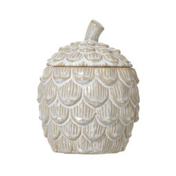 Medium Ceramic Pine Cone Trinket Dish With Lid - Woodland Decor - thumbnail 1