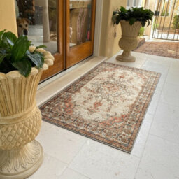 Bedlooms Timeless Cashmere Rug 60X110Cm, Vintage Floral Medallion, Anti-Slip, Stain Resistant, Large Kitchen & Door Mat - thumbnail 7