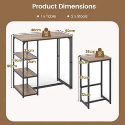 2 Person Dining Furniture Set 3 Piece Bar Table Set - thumbnail 2