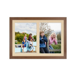 AK Frames 20X14 Walnut Modern Multi Photo Frame With Ivory Mount - Holds 2 Apertures (2X) A4 Photos