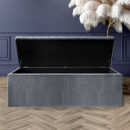 Safar 4Ft6 Ottoman Storage Box - Dark Grey Steel Plush Velvet - thumbnail 2