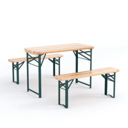 Living And Home Set Of 3 Garden Patio Metal Wood Folding Table Bench Set Camping Outdoor Furniture Set - thumbnail 4
