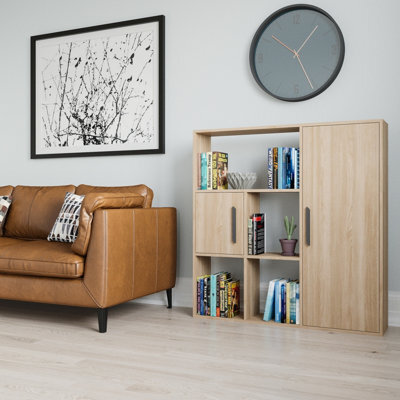 Decorotika Ridge 4 Shelves And Two Cabinets Bookcase Oak - image 1