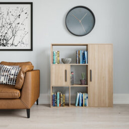 Decorotika Ridge 4 Shelves And Two Cabinets Bookcase Oak - thumbnail 2