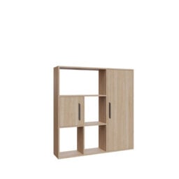Decorotika Ridge 4 Shelves And Two Cabinets Bookcase Oak - thumbnail 3