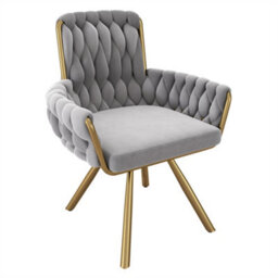 Abrihome Set Of 6, Velvet Dining Chair, Armchair, Leisure Swivel Chair With Four Metal Support Legs, Gray - thumbnail 5