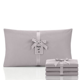 Moonlight Bedding Pillowcase Pack Of 4-Envelope Closure Super Soft Brushed Microfiber House Wife Pillow Cover,(Silver, 50X75 Cm)