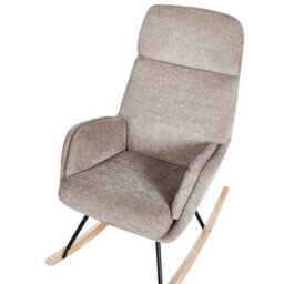 Beliani Rocking Chair Kvelia Fabric Taupe - thumbnail 6