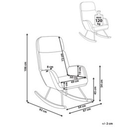 Beliani Rocking Chair Kvelia Fabric Taupe - thumbnail 3