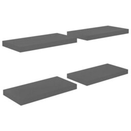 Berkfield Floating Wall Shelves 4 Pcs High Gloss Grey 50X23X3.8 Cm Mdf - thumbnail 2