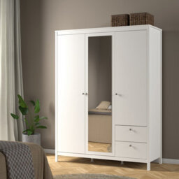 Furniture To Go Madrid  Wardrobe With 2 Doors + 1 Mirror Door + 2 Drawers White - thumbnail 6