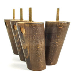L&F Wood Legs Dark Walnut Washed 100mm High Set Of 4 Replacement Furniture Feet Settee Chairs Sofas Footstools M8 - thumbnail 3