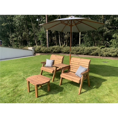 Marlborough Grand Twin Straight With Coffee Table, 2 X Scatter Cushion Grey & 1 X Parasol Grey & Base - image 1