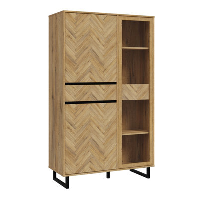 Furniture To Go Nikomedes Display Cabinet In Spica Oak/matt Black/bartex Oak - image 1