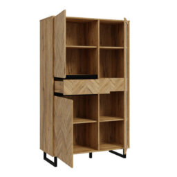 Furniture To Go Nikomedes Display Cabinet In Spica Oak/matt Black/bartex Oak - thumbnail 4