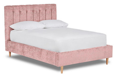 Divan Base Direct Eternal Contemporary Button-Backed Fabric Bed Base Only 5Ft King- Pavia Powder - image 1