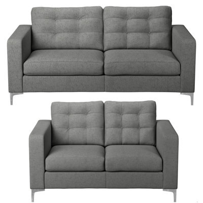 Furnishings For Less UK Hackney Fabric Sofa Suite Pewter  Formal 3 Seater And 2 Seater - image 1