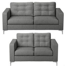 Furnishings For Less UK Hackney Fabric Sofa Suite Pewter  Formal 3 Seater And 2 Seater