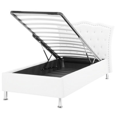 Beliani Ottoman Bed Faux Leather Metz 90 X 200 Cm (Eu Single) White - image 1