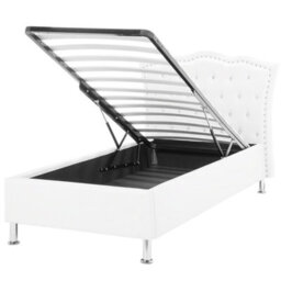 Beliani Ottoman Bed Faux Leather Metz 90 X 200 Cm (Eu Single) White - thumbnail 1